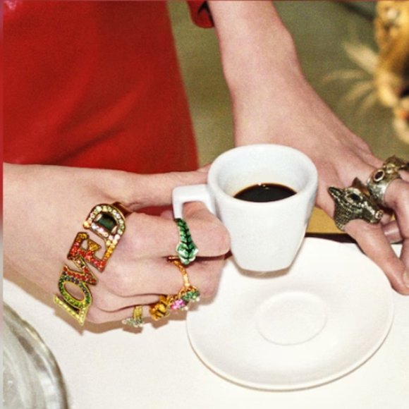 Gucci Crystal 'LOVED' Palm Cuff Gold-Tone Metal &amp; CrystalIncludes Designer B - Picture 2 of 5